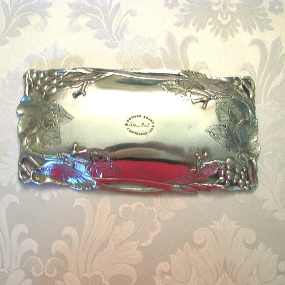 Arthur Court Bird Grape Silver Metal Pattern Aluminum Serving Bread Tray luxury - Picture 4 of 5